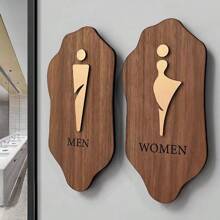9.8 Inch Nordic Style Male Female Bathroom Sign With Self-Adhesive Back,Acrylic Imitation Wood Grain Technology,Easy Installation, British Style Acrylic Toilet Sign For Bathroom, Restroom, And Changing Room Best Gifts Birthday Graduation