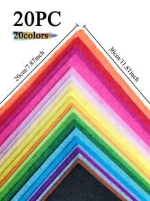 20pcs 20-Color Felt Fabric Sheets, Craft Felt, 1mm Thick Felt Squares In Assorted Colors, Thin Felt For Sewing Crafts, DIY Sewing, Patchwork, School Projects, Polyester Material Home Decor Set