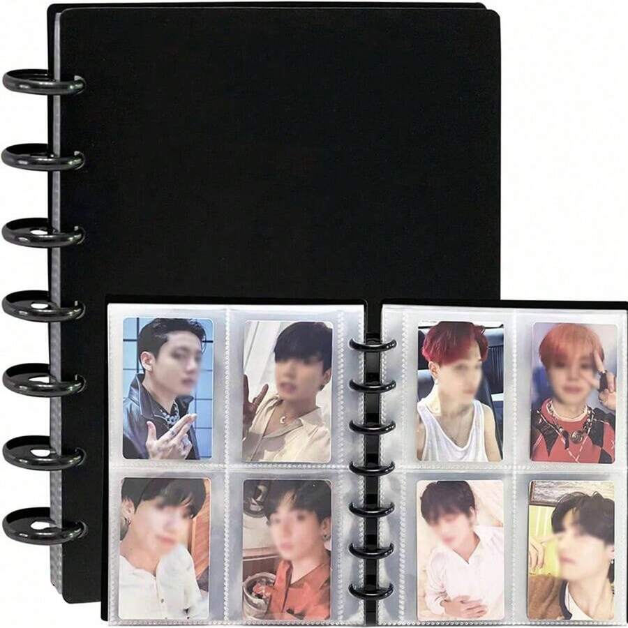 Album ảnh Bìa đựng thẻ ảnh Bìa đựng thẻ ảnh 3 inch Bìa sách có 80 khe cắm thẻ A5 Bộ danh thiếp thần tượng Album 2*3 Đen Trắng Hồng - Album đóng bìa - Xem 1