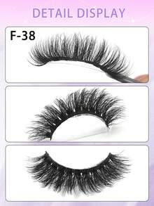 5对Enchuw蓬松浓密假睫毛，可重复使用的仿貂毛假睫毛，化妆假睫毛 - 黑色 - 查看 3