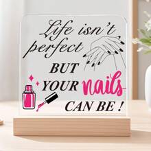 Accesorio de decoración de uñas acrílicas, tablero de exhibición para estudios de manicura, tablero de uñas postizas para fotografía, accesorio de salón de manicura, decoración de estudio de manicura con lema