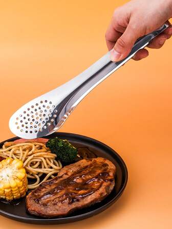 1pc Stainless Steel Food Clamp, Grill, Sauce Tray, Spaghetti Spoon, Dish Strainer, Kitchen Tweezers, Snack Cooking, Heat-Resistant Bowl Rack, Clamp Handle, Bar Spoon, Bread, Chilled