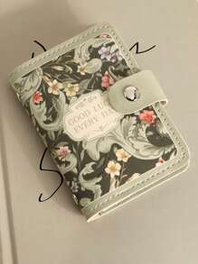 1pc Floral Painting Pattern Card Holder Wallet For Women, Vintage Style, Large Capacity, ID & Credit Card Slots