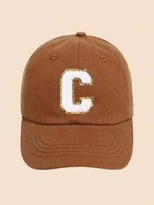 1pc Solid Caramel Color Letter Decor Baseball Cap, For Girls Ages 1-5 Years Old, Suitable For Spring/Summer Everyday Casual Wear - Caramel - View 59
