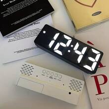 RAF Smart LED Clock, Voice Control Alarm Clock, Bedside Quiet Digital Alarm Clock, Desk Electronic Digital Clock, Snooze Desk Clock, LED Mirror Table Alarm Clock With Time Display, Desk USB Alarm Clock For Home, Bedroom, Office