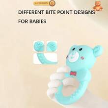 Silikonowa grzechotka do żucia w kształcie misia, miękka, dostępna w wielu kolorach