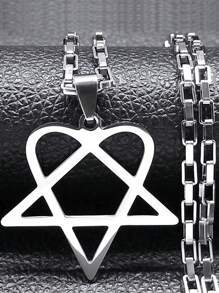 Colar em Aço Inoxidável com Estrela Heartagram em Estilo Hip Hop Rock para Mulheres e Homens, Corrente de Metal Preto de Banda Gótica Punk de Y2K