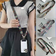 1 Set Bohemian Style Wide Phone Lanyard, Long Detachable Crossbody Strap For Women, High-End Phone Case Hanging Chain