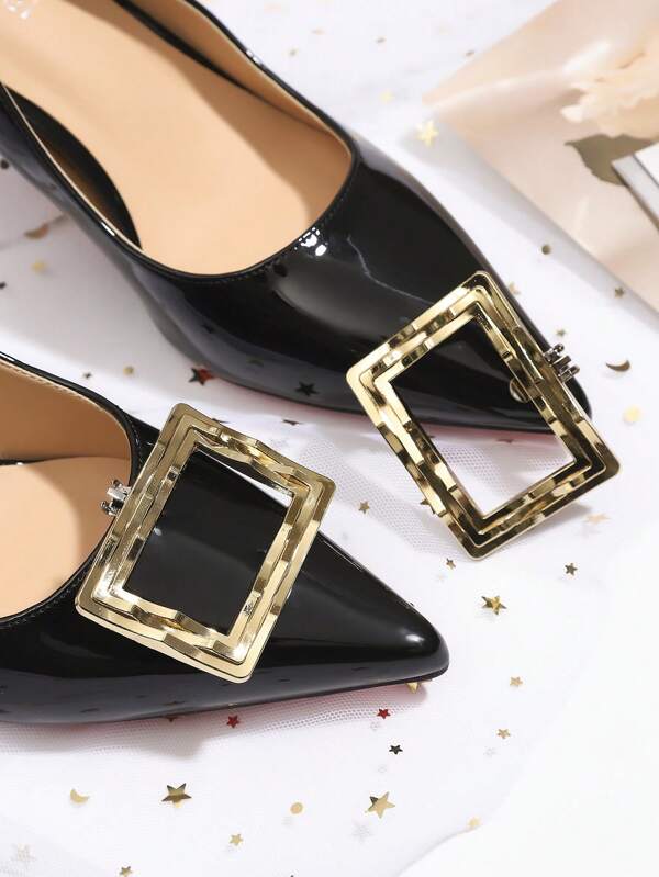 1 Pair Elegant Fashion Metal Detachable Shoe Buckles & Decorations, Suitable For Women High Heels, Flats, Sandals, Casual Shoes