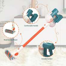 1 set Kit de jouet d'aspirateur électrique pour enfants (comprend l'aspirateur, 1 rallonge, 3 accessoires). Jouet de nettoyage réaliste, aide à développer des compétences pratiques et de bonnes habitudes de nettoyage. Jouet de jeu de rôle de nettoyage ménager. Cadeau pour Thanksgiving/Halloween/Noël/Anniversaire