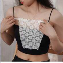3pcs/1pc(Color Random) Elegant Floral Anti-Glare Bra Pads - Fashionable & Comfortable Lingerie Enhancer, Lace Knitted Padding For Women