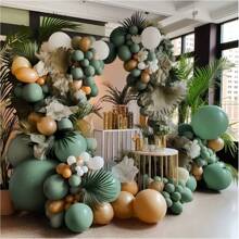 87pcs Vintage Olive Green Balloon Garland Arch Kit, Includes Different Sizes (5inch, 10inch, 12inch, 18inch) Green Latex Balloons, Suitable For Zoo Birthday Party Decor, Christmas, Mother's Day, Graduation
