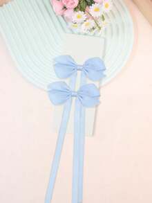 2pcs Kids/Girls Hair Clips With Long Bowknot, Matching Colors, Suitable For Everyday Use - Multicolor - View 13