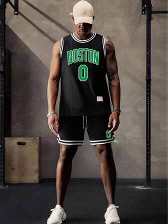 (Two Pieces Set) Men's Set Manba Summer Style Skin Friendly Fashionable Versatile Comfortable Sports Basketball Suit Personalized Printed Sleeveless Tank Top Shorts