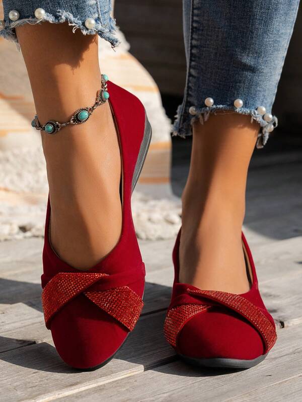 Mocassini con plateau e piattaforma in stile casual da donna, decorati con cristalli, adatti per tutte le stagioni