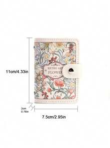 1pc Floral Painting Pattern Card Holder Wallet For Women, Vintage Style, Large Capacity, ID & Credit Card Slots