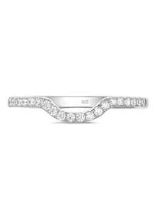 AIHUASI 1pc Certified 925 Sterling Silver With Rhodium Plated Hypoallergenic Wedding Bands For Women 1.3*1.3mm Round Cut Dazzling Moissanite Diamond Curved Wishbone Stacking Eternity Rings Fine Jewelry Gift