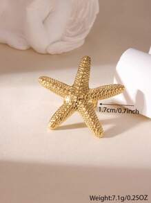 1 Stück übertriebener 18K Edelstahl Ring mit Meeresstern- und Muscheldesign, geeignet für Frauen als Urlaubsschmuck und täglichen Gebrauch