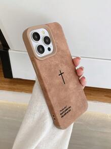 Retro Velvet Texture Cross Bible Verse Phone Case, Minimalist Religious Style Cross Christian Cool Phone Case, Christian Gift For Girlfriend/Boyfriend, Compatible With IPhone 17 Pro Max, 16, 16 Pro Max, 16 Pro, 16 Plus