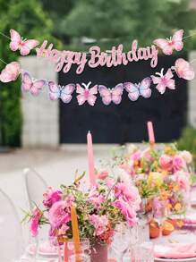 1Set Pink Butterfly Birthday Banner,Happy Birthday Hanging Banner,Butterfly Theme Birthday Party Background Decoration,1st Birthday Party Supplies,Spring Decorations,Birthday Celebration Decor,Babyshower Gender Reveal Party Supplies,Spring Party Decor,Wedding Party Gifts For Guests,Bridal Shower Favors,Holiday Party Decor,Photography Background Decorations