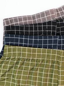 4 Stücke klassische karierte lose sitzende Loungewear Boxer Shorts, weiche & bequeme Herren Unterwäsche Shorts