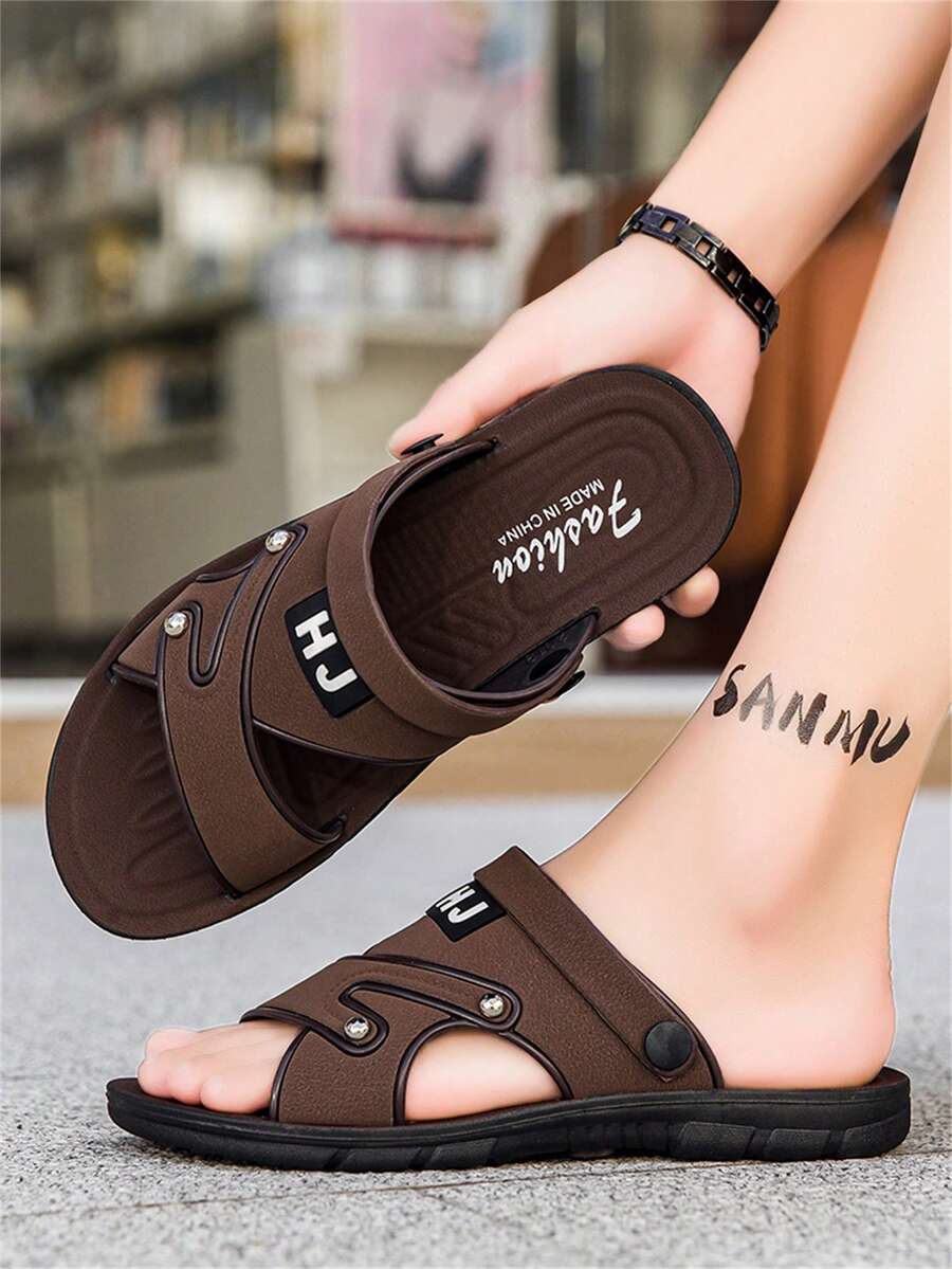 New EVA Outdoor Faux Leather Plus Size Men Sandals, Beach, Home, Outdoor Walking, Anti-Slip, Odor-Resistant, Thick Sole, Comfortable Slippers