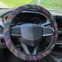 1 pieza Accesorios de protección para el volante del automóvil Estilo bohemio de lino sin anillo interior Funda elástica para el volante Funda elástica para el volante de múltiples colores Todo el año Universal