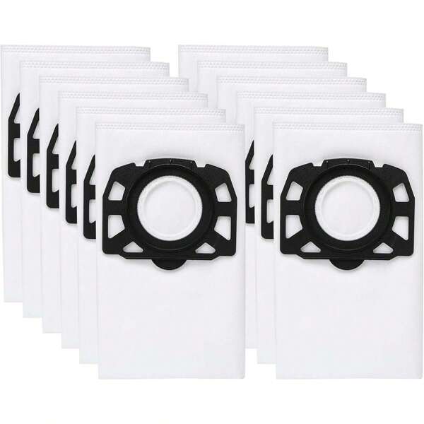 6/8/10/12 包 KFI 487 真空吸尘器袋适用于 Karcher WD4、WD5、WD6、WD5P、WD6P Premium / MV4、MV5、MV6 / WD4.000 至 WD5.999 干湿两用真空吸尘器，2.863-006.0，真空集尘袋适用于 Kärcher KWD4 KWD5 KWD6 KNT4 / WD 4.200 至 WD 5.800、SW5.100、SE 6.100。