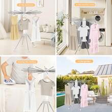 4-Legged Clothes Drying Rack Foldable, Outdoor Collapsible Drying Rack Clothing, Portable Laundry Drying Rack With 4 Pulleys, Aluminum Alloy Dry Rack For Clothes, Indoor, Balcony, Poolside, Camping - White - View 8