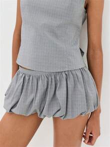 Women Y2k Lounge Shorts Fashion Plaid Print Puffy Shorts Elasticated Mid Waist Bubble Shorts Summer Casual Mini Shorts Streetwear Clubwear Aesthetic Clothes - Light Grey - View 6