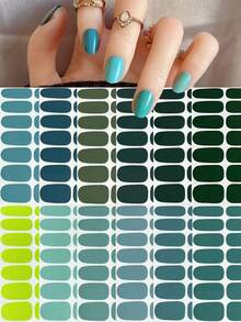 Y2K Simple Solid Color Versatile Mixed-Match Full Nail Art Stickers With Emery Board, Easy To Apply - Multicolor - View 16
