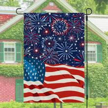 12x18 Inch Double-Sided Patriotic Garden Flag - Happy 4th Of July, American Flag & Fireworks Design, Durable Polyester, No Flagpole Needed, Perfect For Outdoor Yard Decor