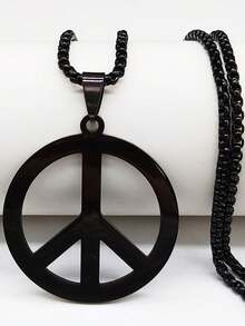 Collar con colgante de acero inoxidable negro con símbolo de la paz, estilo gótico punk para hombres - collar - Ver 3