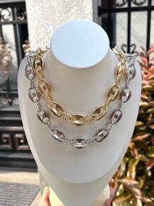 1 pieza Collar ajustable de metal chapado en oro de 18k con estilo punk, diseño de grano de café y nariz de cerdo, de uso unisex para el uso diario