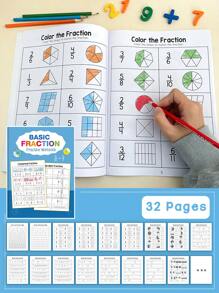 Cuaderno de ejercicios básicos de fracciones para niños, educación preescolar para aprender sobre fracciones de manera interesante, desde lo superficial hasta lo profundo. Incluye pared de fracciones, gráfico de fracciones, eje de fracciones, comparación de tamaño de fracciones, diversos formularios de comprensión de fracciones, ejercicios de suma y resta de fracciones. Es una excelente herramienta de aprendizaje de matemáticas para niños, para aprendizaje familiar, práctica escolar, ocio al aire libre y regalo para niños. Día de la Madre