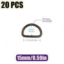 20 pièces/paquet Boucle de connexion en métal D Ring pour ceinture, sangle de sac à main, accessoire de sac, chaussure, DIY, couture. Tailles : 10/12/15/20/25/32/38 mm