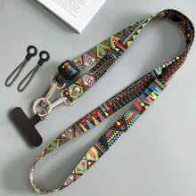 1 Set Bohemian Style Wide Phone Lanyard, Long Detachable Crossbody Strap For Women, High-End Phone Case Hanging Chain