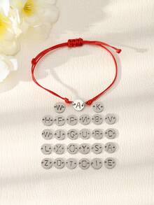 1 szt. minimalistyczna bransoletka z literą, bransoletka ze stali nierdzewnej z zawieszką w kształcie inicjału, spersonalizowana elegancka bransoletka z literą, regulowana, odpowiednia dla mężczyzn, prezent dla rodziny i przyjaciół