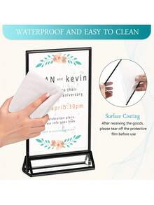 1/3/6 件，4*6 英寸，5*7 英寸，黑色亚克力桌号装饰相框挂饰，带垂直支架 - 4x6 英寸婚礼展示标志架，相框边框