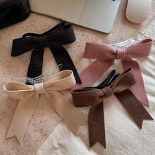 1pc New Elegant Polyester Solid Color Bowknot Hair Clip, Versatile Hair Accessory For Women, All Seasons - Multicolor - View 7