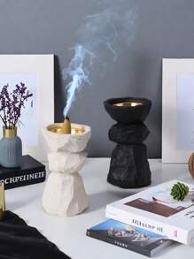1pc Resin Realistic Stone Incense Burner, Faux Rock Statue, Multi-Purpose, Suitable For Home Decor, Living Room, Bedroom, Study, Foyer Table Decor Incense Holder