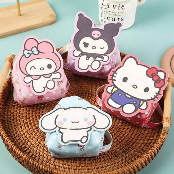 Sanrio 1pc Sanrio's New Backpack Shaped Coin Purse, Cute Design, Headphone Coin Storage Bag, Key Pendant Storage Bag, Makeup And Skincare Product Storage Bag