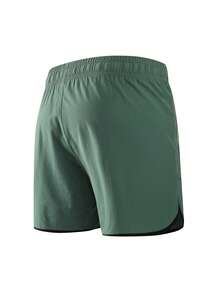 1pc Men's Casual Contrast Color Patchwork Gradient Chain Elastic Waist Sports Shorts, Suitable For Summer - Green - View 6