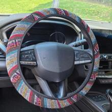 1 pieza Accesorios de protección para el volante del automóvil Estilo bohemio de lino sin anillo interior Funda elástica para el volante Funda elástica para el volante de múltiples colores Todo el año Universal