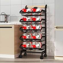 Living And Home 5-Shelf Kitchen Cart - Movable Storage Trolley With Wheels (42cm W Black)