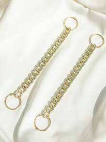 2 Stücke/Set Schuhdekorationen mit Strass und Goldkette zum Selbermachen, aus Kunststoffmaterial, süßer, mädchenhafter Stil, Outdoor Schuh-/Stiefel-Zubehör, abnehmbare Schuhclips, Spaß-Schuh-Bastel-Accessoires, geeignet für Dekoration von ausgeschnittenen Holzschuhen von Frauen (Schuhe nicht enthalten)