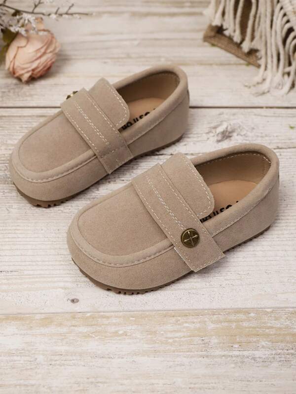 1 paire de chaussures plates simples de style britannique rétro à semelle souple et antidérapante pour enfants, convenant à un port quotidien, pour les saisons de printemps et d'automne