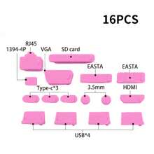 16pcs Type C Port Dust Plug, Multi-Color, Silicone Universal Computer Accessories