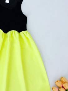 Seven Princess Robe d'été décontractée sans manches à col rond en patchwork pour jeunes filles, convient pour un usage décontracté et les vacances
