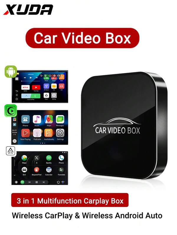XUDA XUDA Neu 3 IN 1 Multifunktions Android 12.0/CarPlay/Android Auto Autovideobox mit integrierter APP Wireless CarPlay/Android Auto